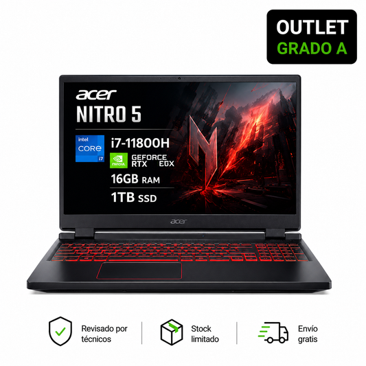Portátil Gaming Acer Nitro 5 i7-11800H RTX 3050 16GB 1TB SSD Grado A — Outlet TEC-11