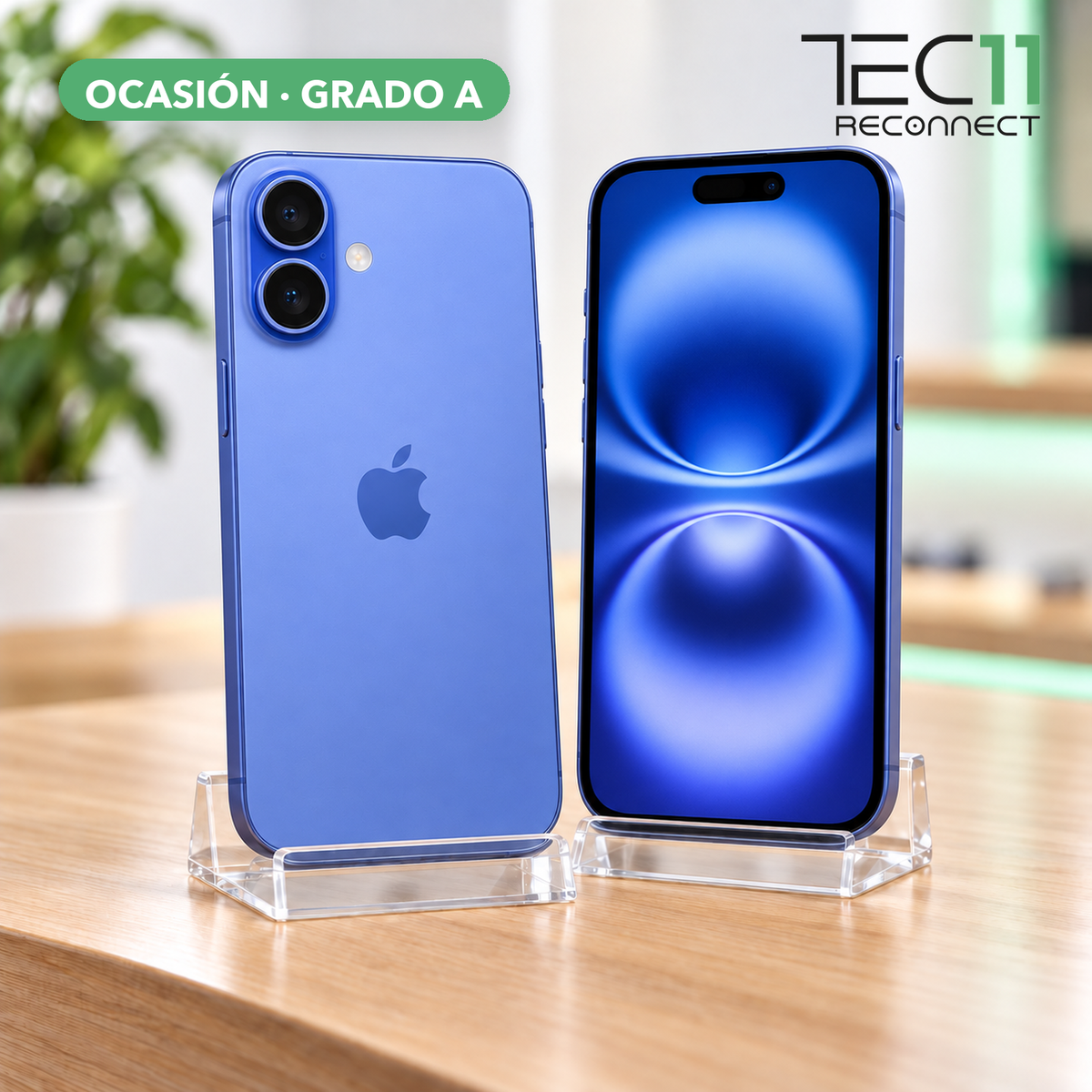 iPhone 16 128GB azul de ocasión Grado A en TEC-11 Reconnect