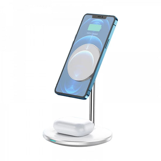 WIWU Base de Carga Inalámbrica 2en1 Con Reloj W019 Blanco